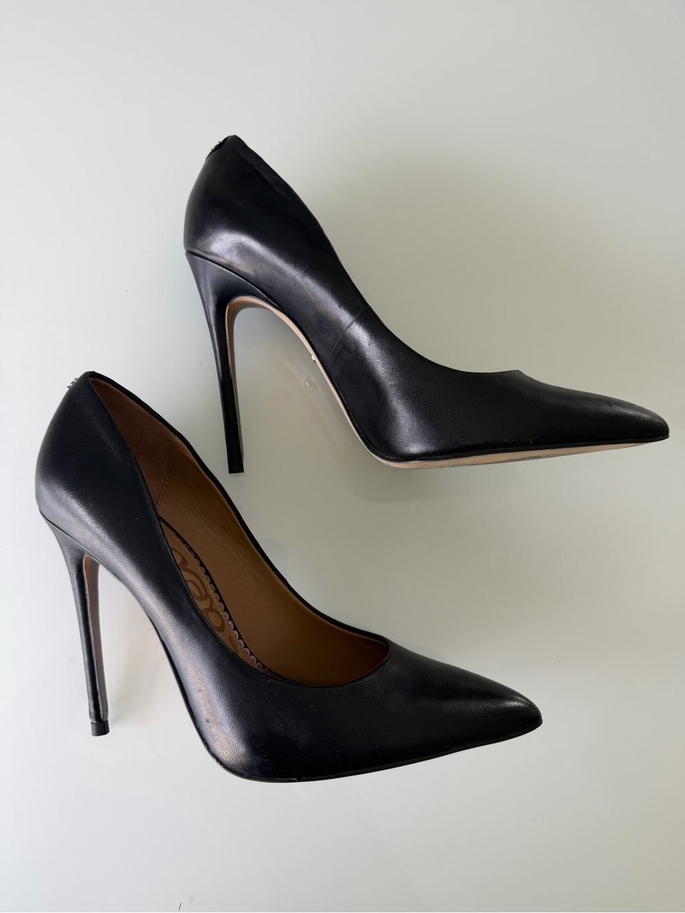 Sam Edelman Black Pointed Leather Stiletto Pumps